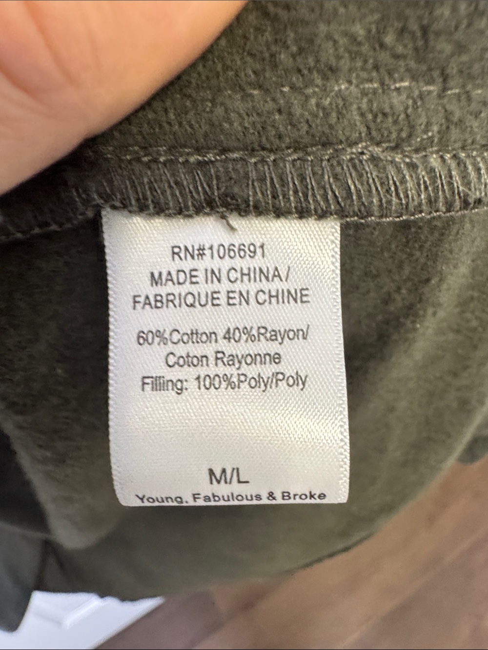 Young Fabulous & Broke Olive Quilted Shawl Collar Cardigan Coat M/L - Picture 4 of 8